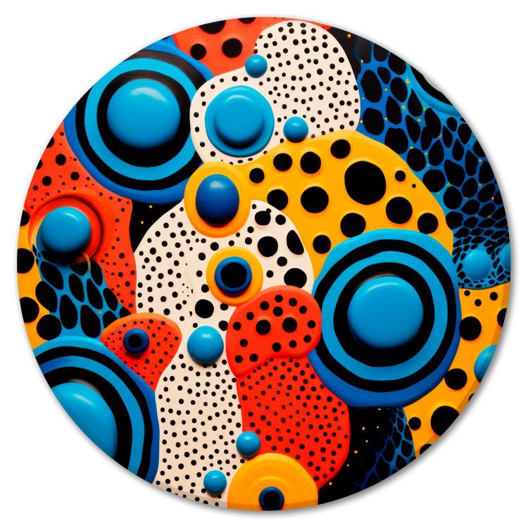 Round Canvas Print Expression of Colored Liquids - Abstract Composition in Strong Colors