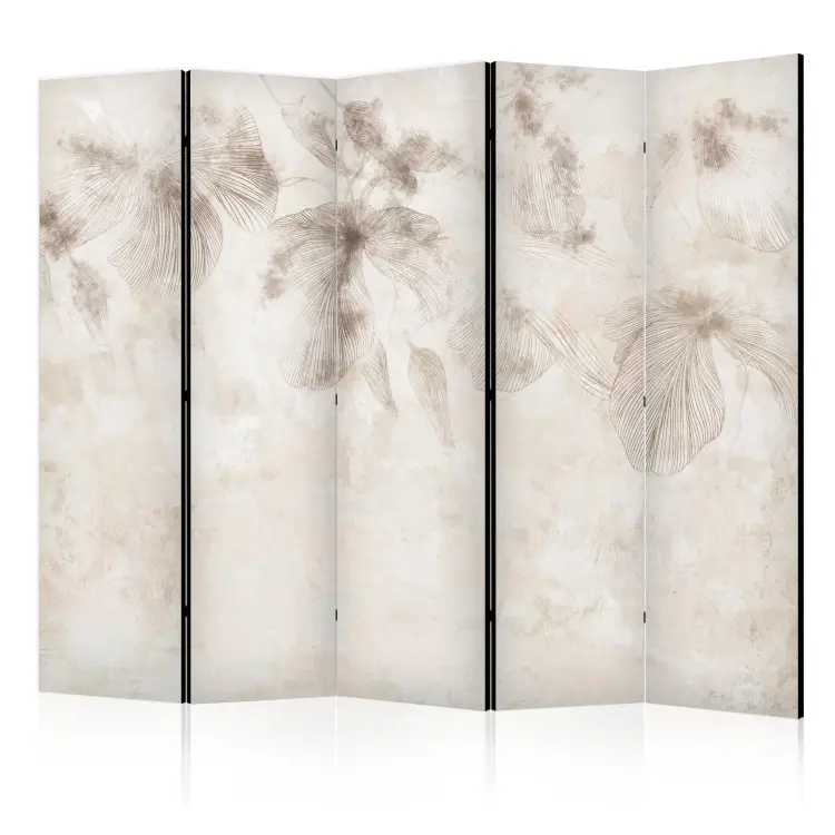 Ephemeral Flowers II - Linear Vegetation on a Beige Background