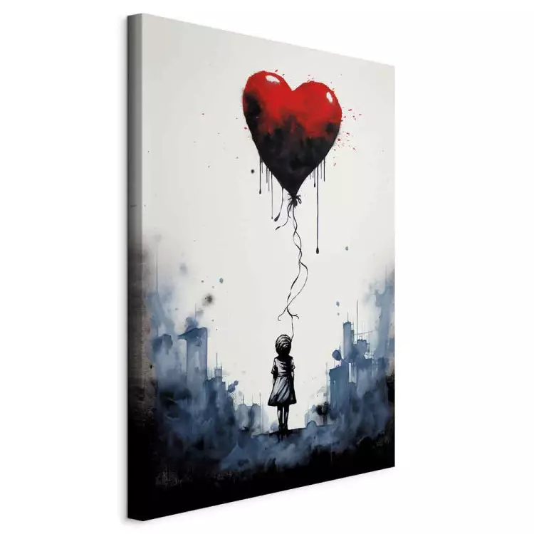 Flying Balloon - Watercolor Composition Inspired by the Style of Banksy