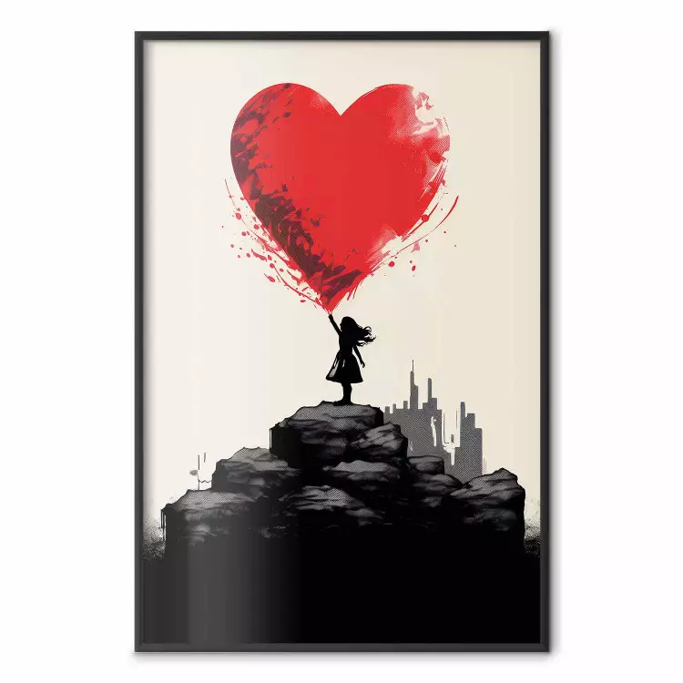 Red Heart - A Girl With a Balloon Inspired by Banksy’s Style