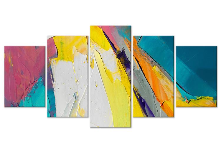 Canvas Print Colorful Composition - Abstraction From Paint Applied With Spatula