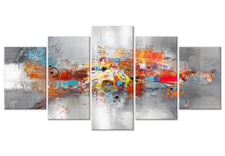 Canvas Print Colorful Abstraction - Expression in Vivid Colors on a Silver Background