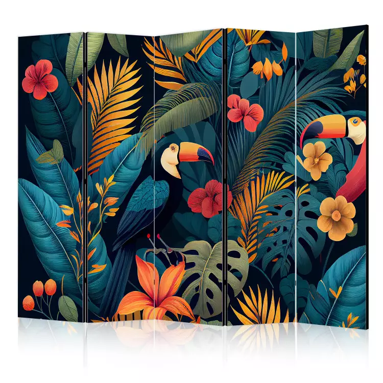 Exotic Birds - Toucans Amidst Colorful Vegetation II [Room Dividers]