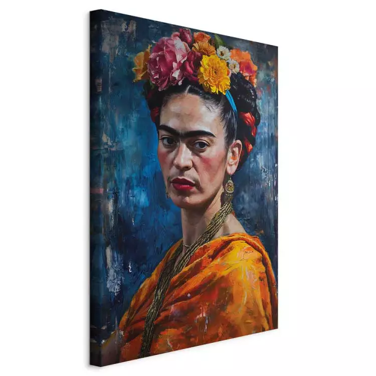 Frida Kahlo - pictorial portrait of the artist on a dark blue background