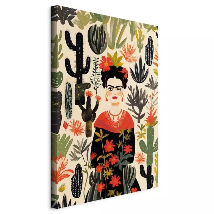 Frida Kahlo - portrait in the middle of desert cactus