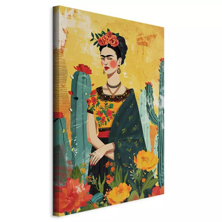 Frida Kahlo - artistic representation of the artist with cactus