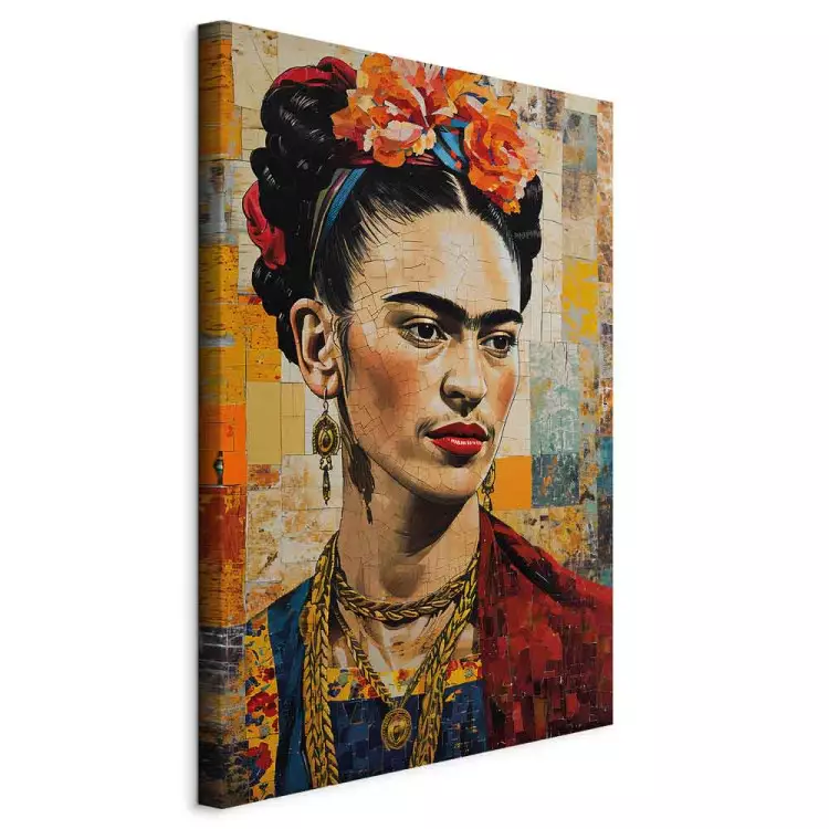 Frida Kahlo - portrait inspired by Klimt on a mosaic background