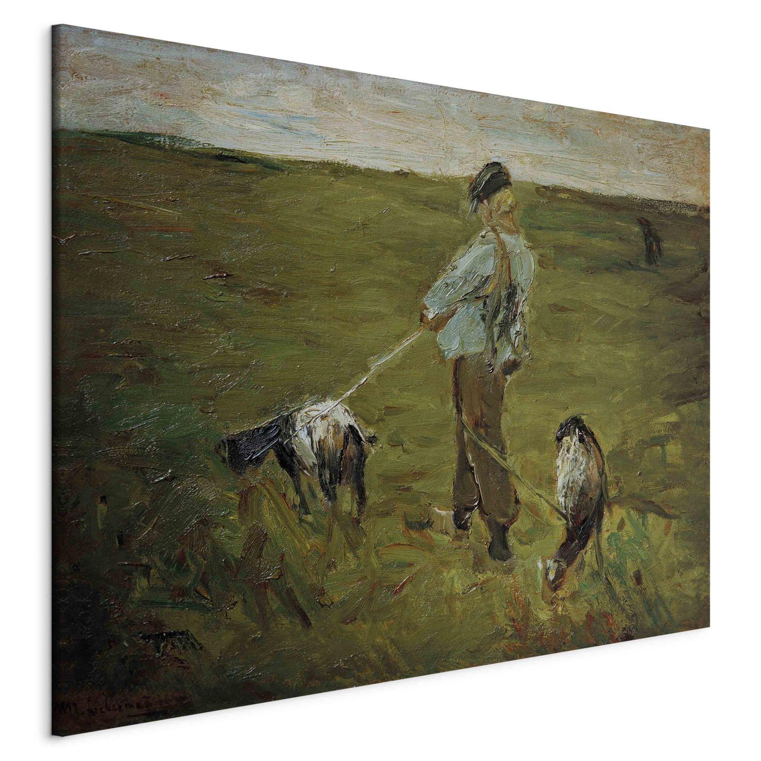 Canvas Junge mit Ziegen