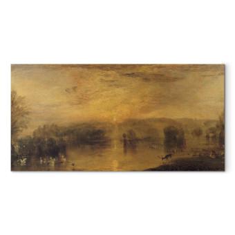 Canvas The Lake, Petworth: Sunset, a Stag Drinking
