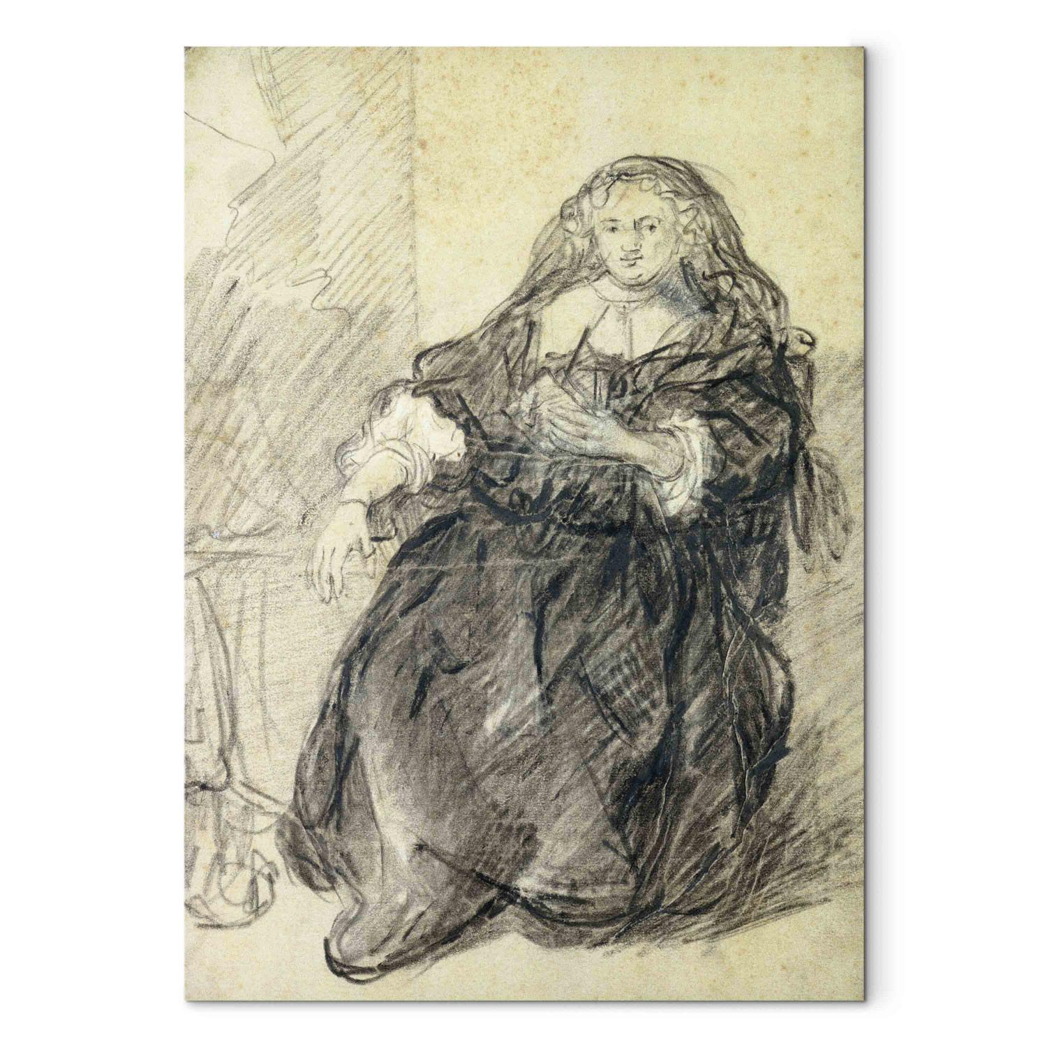 Canvas Seated Saskia with a letter in her left hand