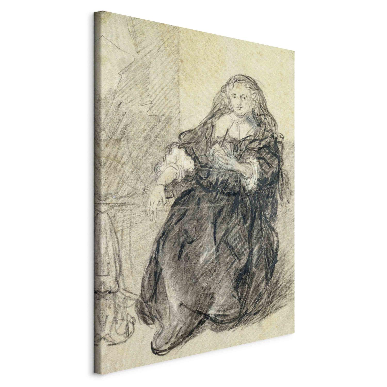 Canvas Seated Saskia with a letter in her left hand