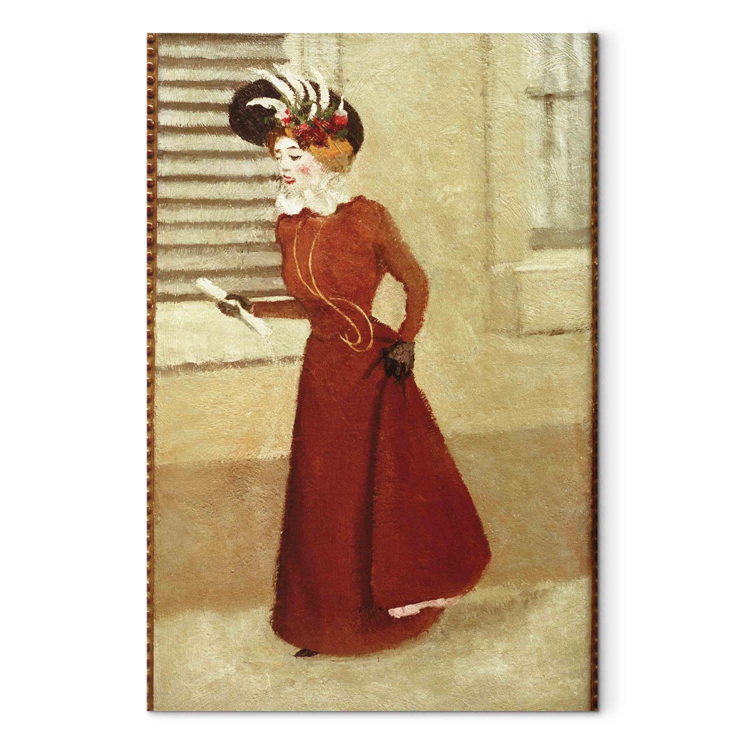 Canvas Femme au chapeau a plumes