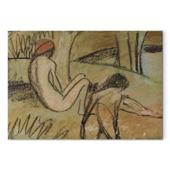 Canvas Two sitting girls in front of a lying figure