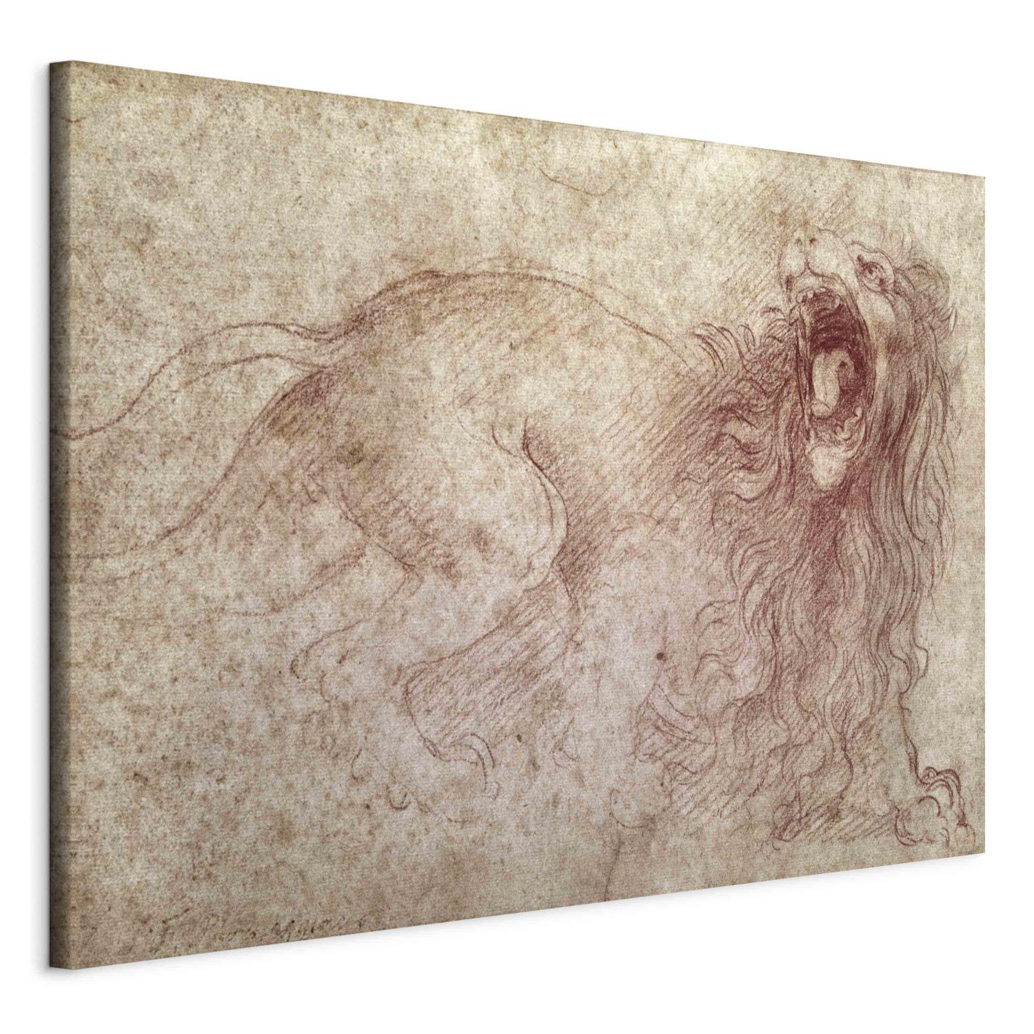 Canvas Sketch of a roaring lion