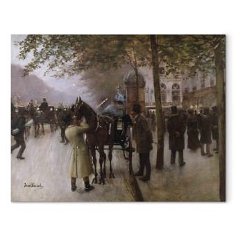 Canvas The Boulevards, Evening in Front of the Cafe Napolitain, late