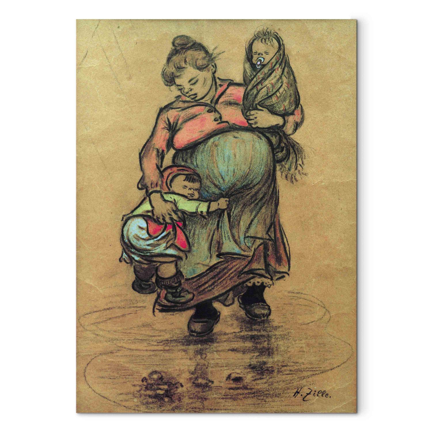 Canvas Mutter mit zwei Kindern