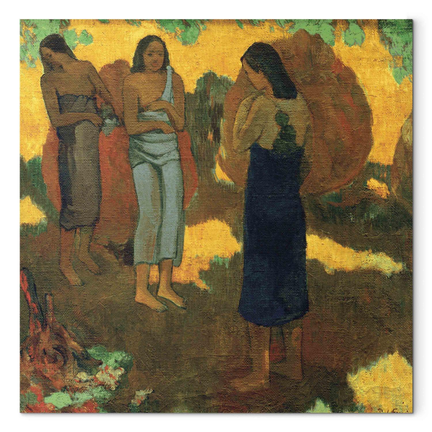 Canvas Three Tahiti Women on Yellow Ground