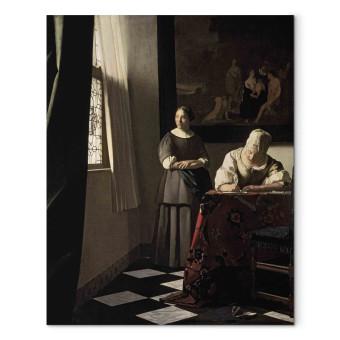 Canvas Lady writing a letter with her Maid