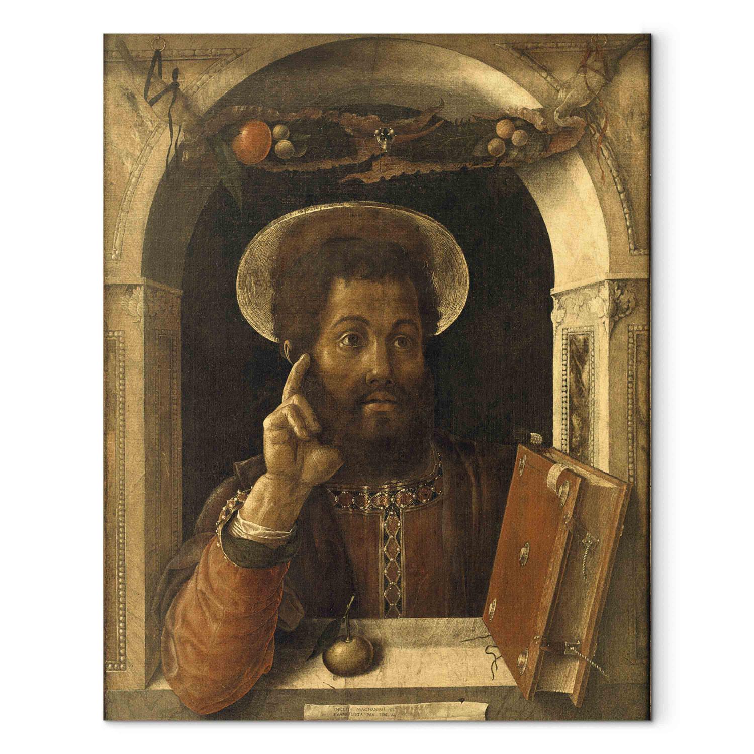 Canvas Halflength portait of an apostle in a window frame