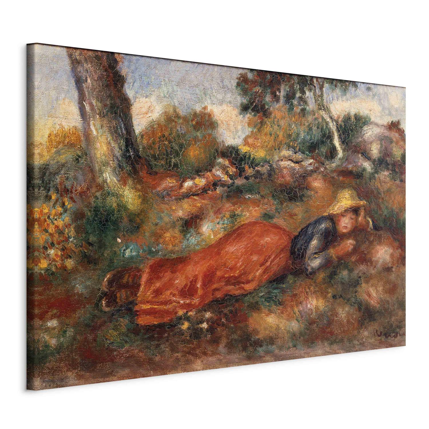 Canvas Jeune fille couchee sur l'herbe