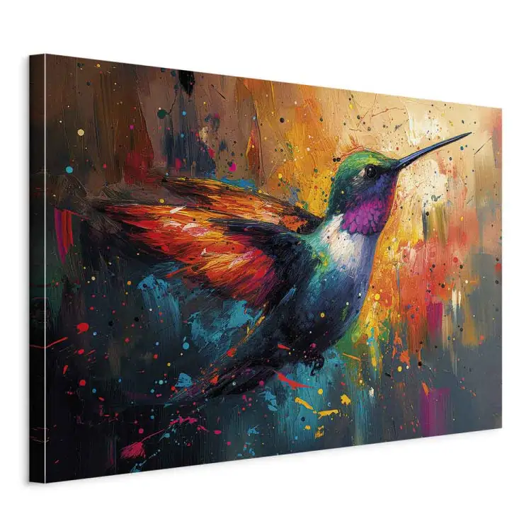 Bird in flight on pictorial background