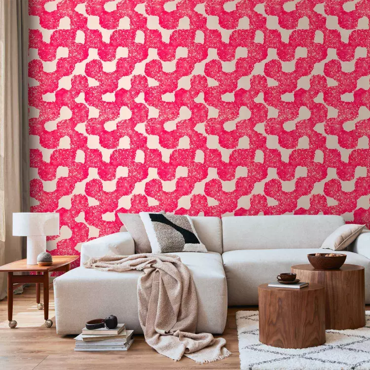 Irregular Spots - Pink Patterns on Beige Background