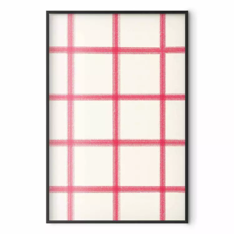 Classic Plaid - Simple Geometric Pattern of Red Lines on Cream Background