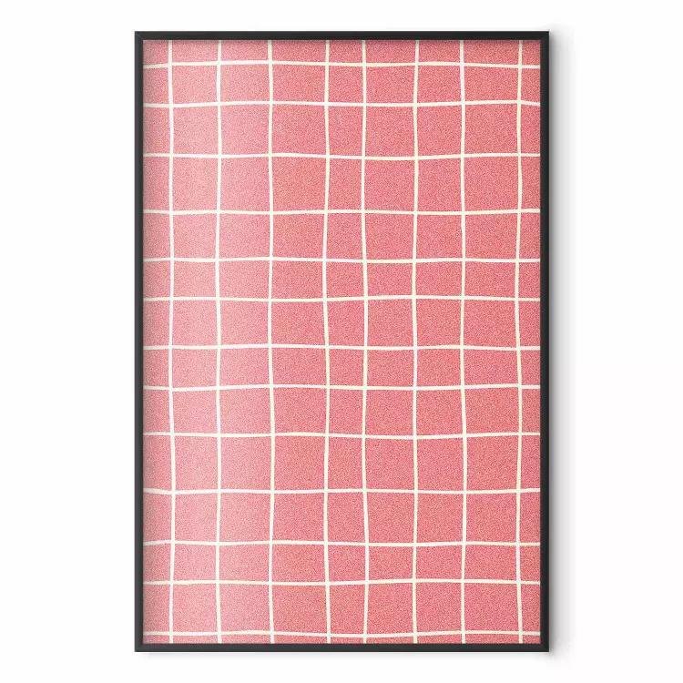 Irregular Plaid - Wavy Pattern of Red Rectangles on Cream Background