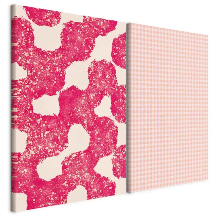 Pink Compositions - Pastel Geometric Patterns and Abstract Blotches on Light Background