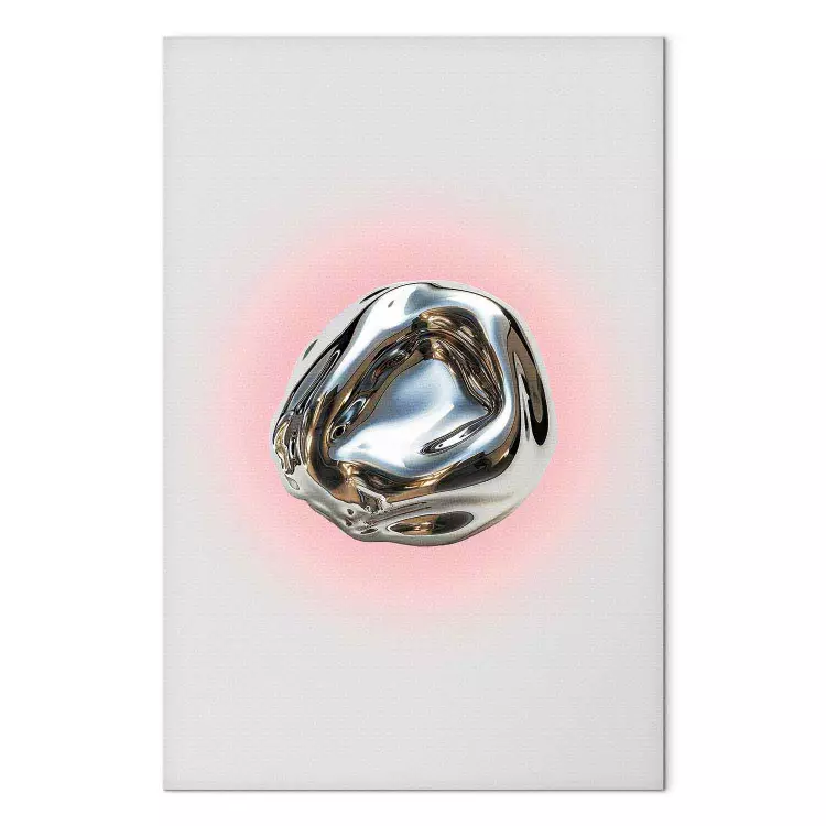 Silver Form - Modern Abstraction in the Form of a Shiny Sphere on a Light Background