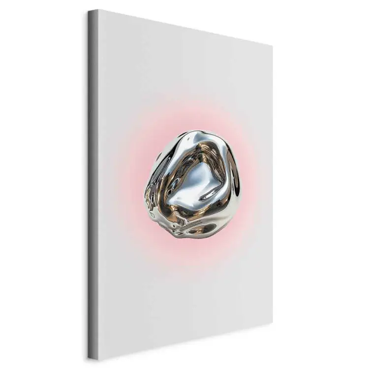 Silver Form - Modern Abstraction in the Form of a Shiny Sphere on a Light Background