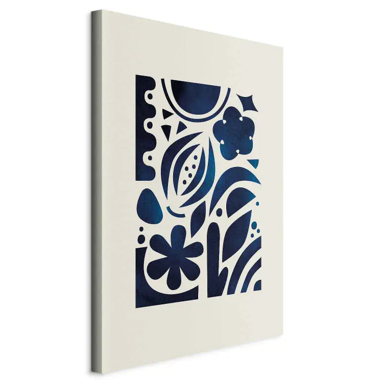 Night Garden - stylized flowers and leaves in dark blue tones