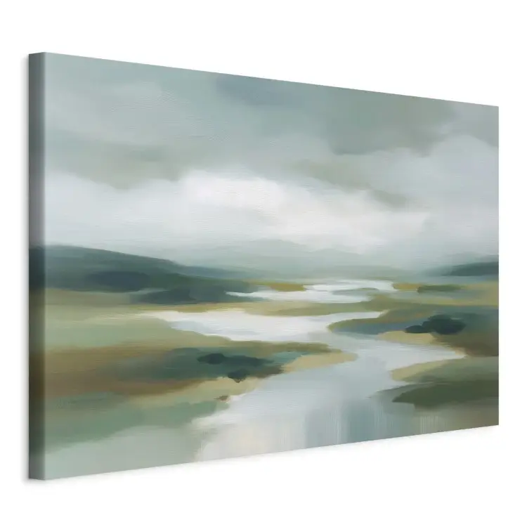 Misty Valley - a river winding among green hills