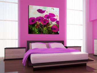 Canvas Poppies (1-piece) - lilac abstract composition with field flowers