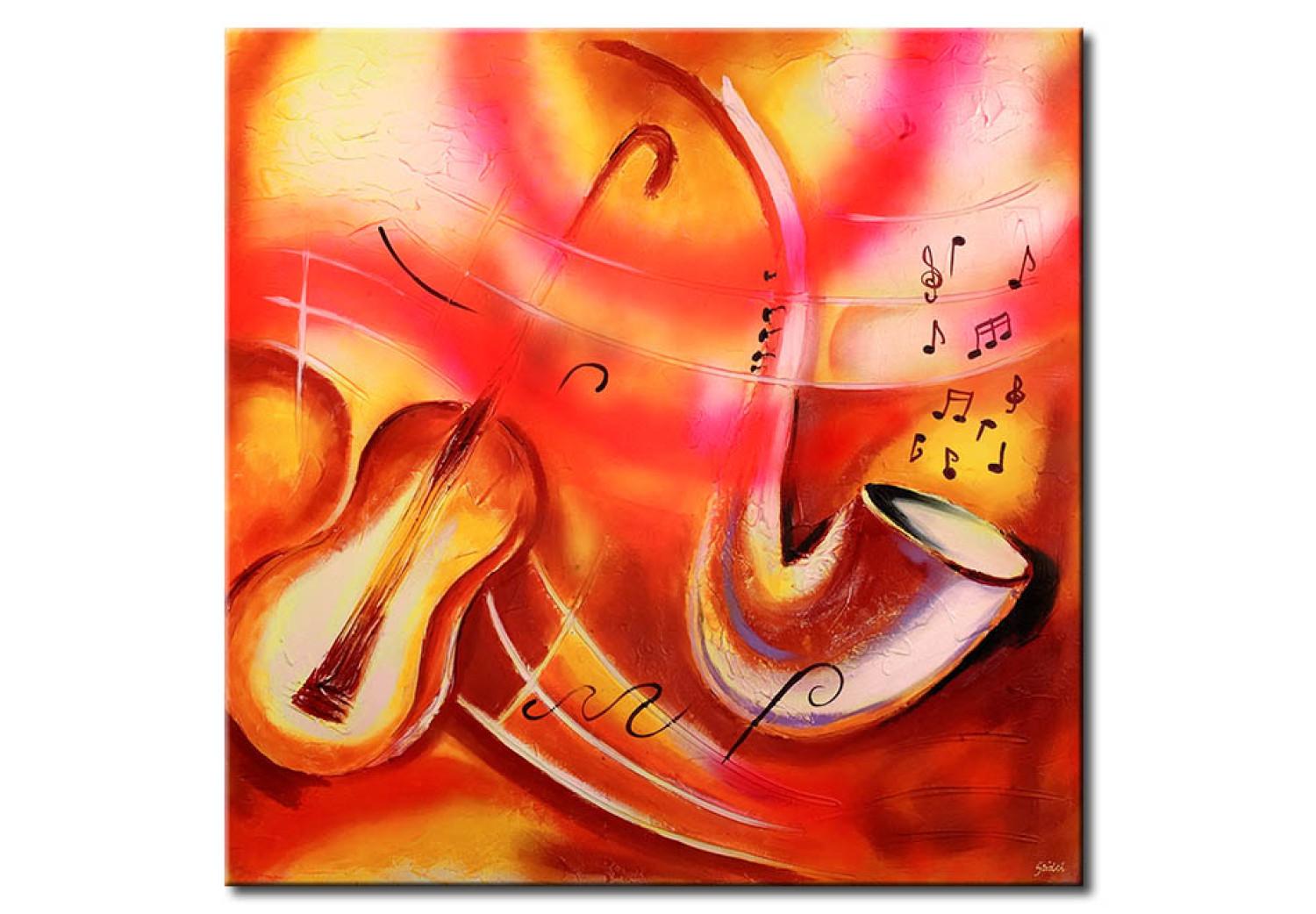 Canvas Melody with Notes (1-piece) - musical instruments in vivid tones