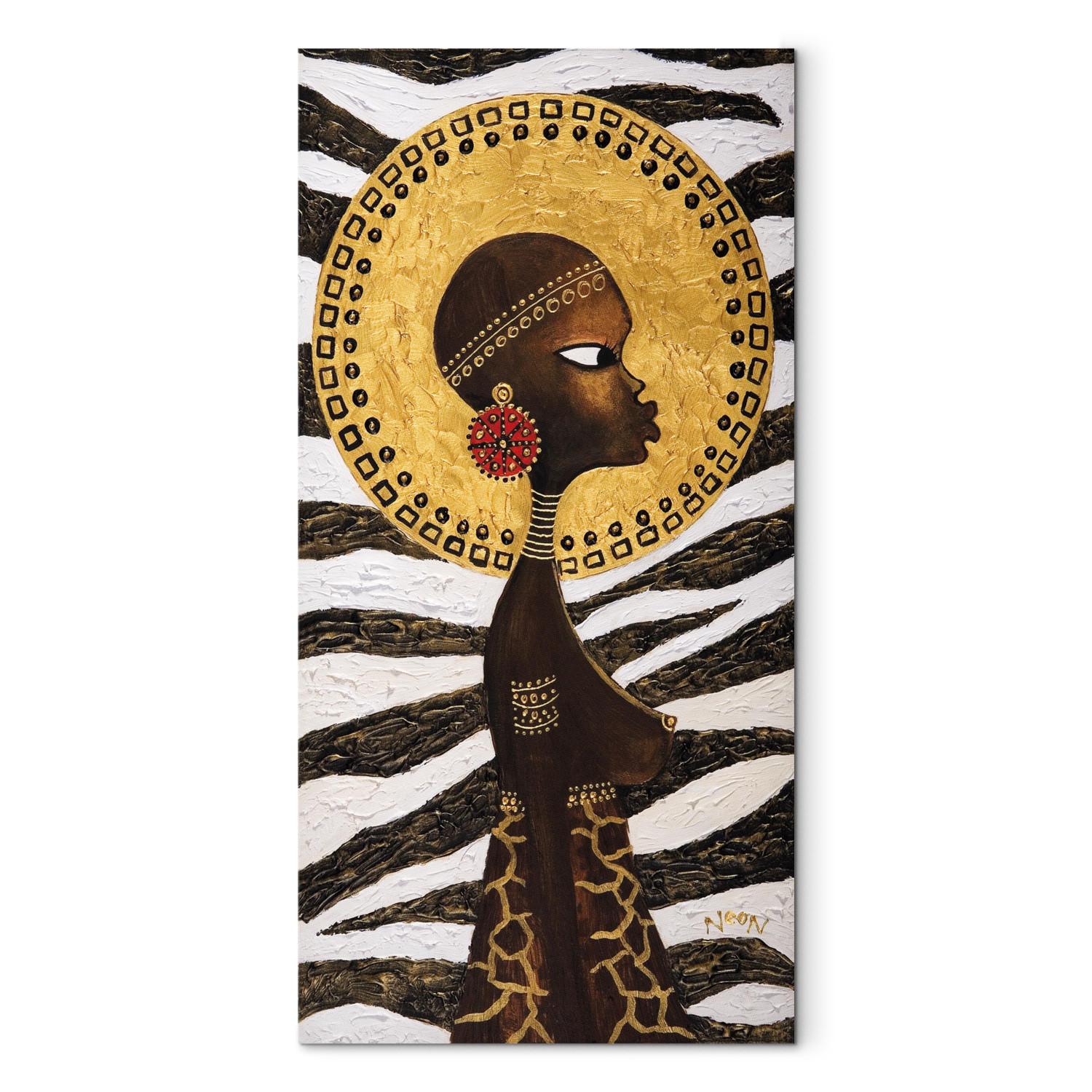 Canvas Woman of Africa (1-piece) - portrait of a woman with animal designs