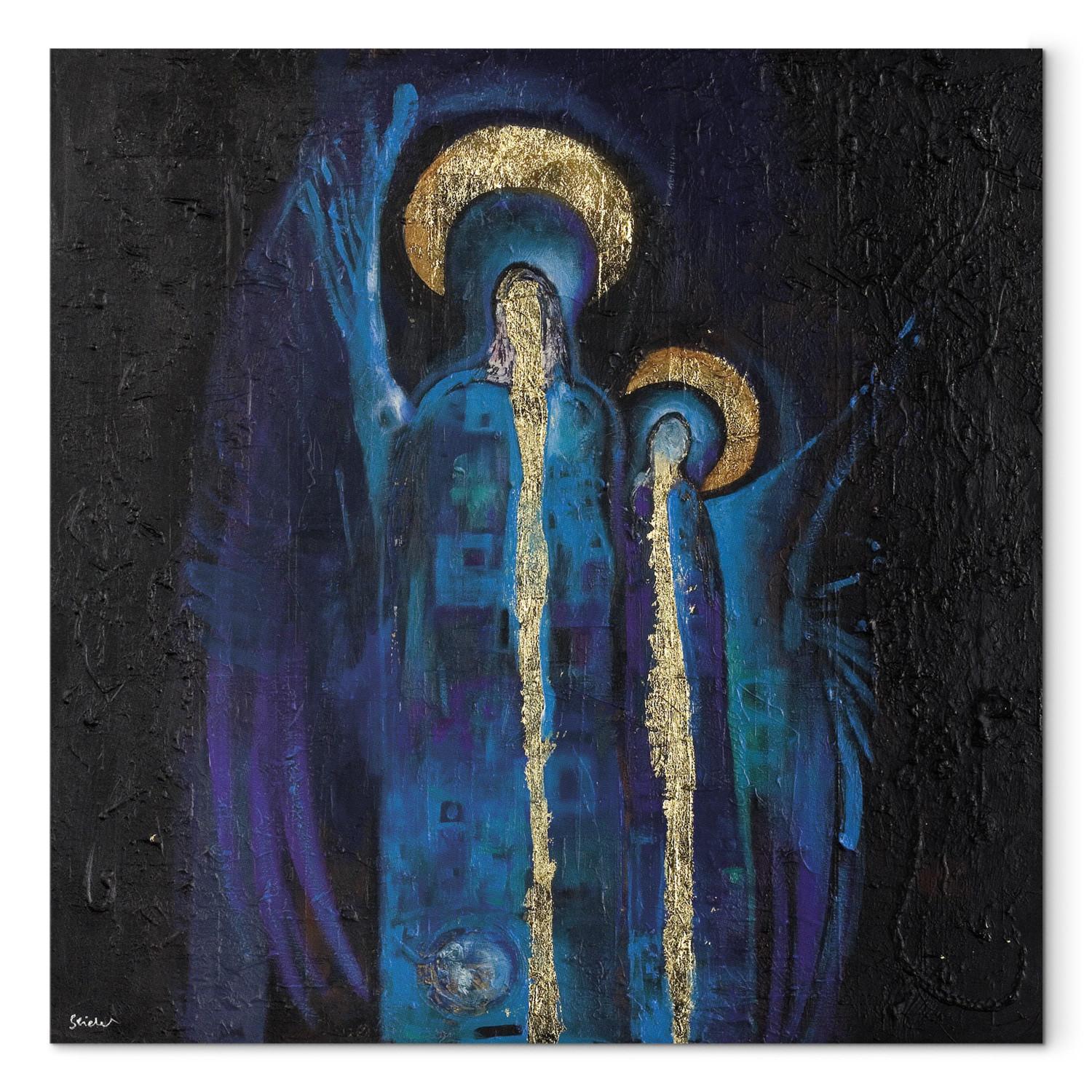 Canvas The Saints (1-piece) - sacred fantasy with figures with a golden halo