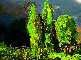 Canvas Mountain Landscape (3-piece) - Landscape of nature in vibrant colours