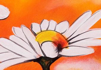 Canvas Daisies (3-piece) - Flower composition on a summer-coloured background