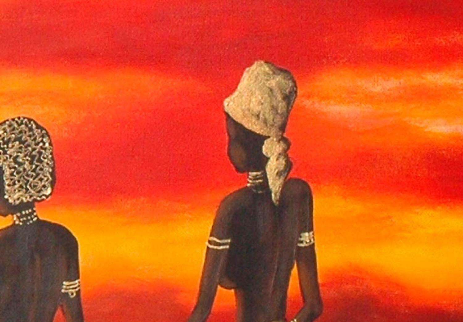 Canvas African women and a lonely tree