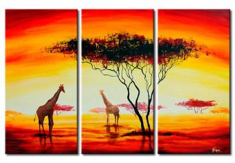 Canvas Two shy giraffes