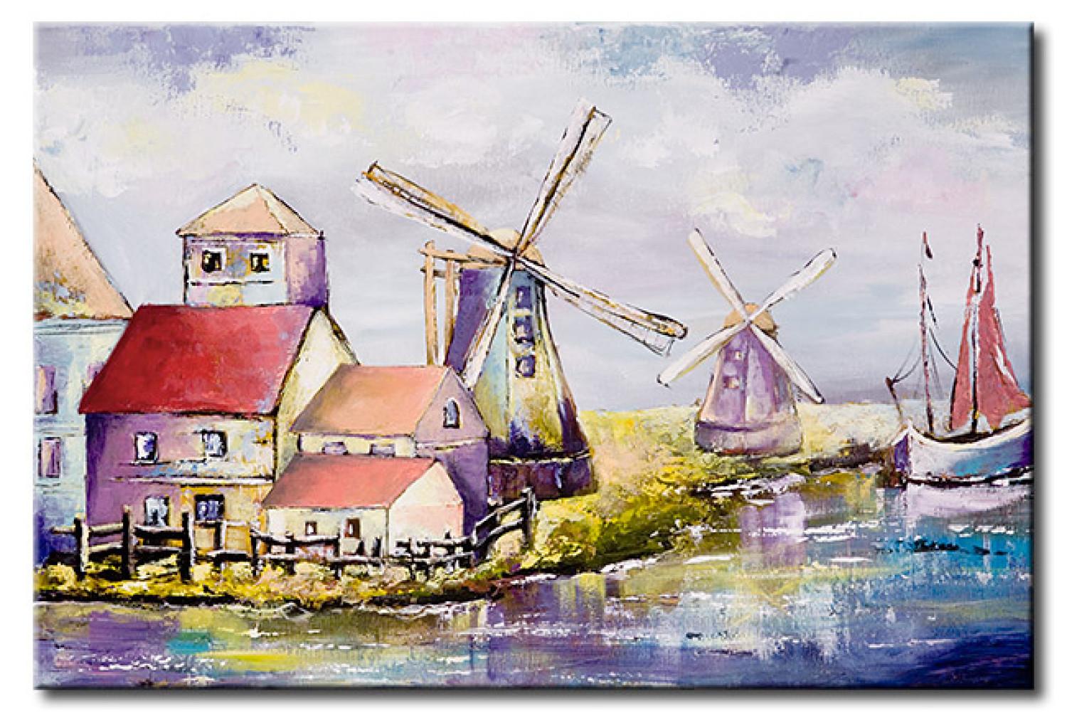 Canvas Pastel windmills