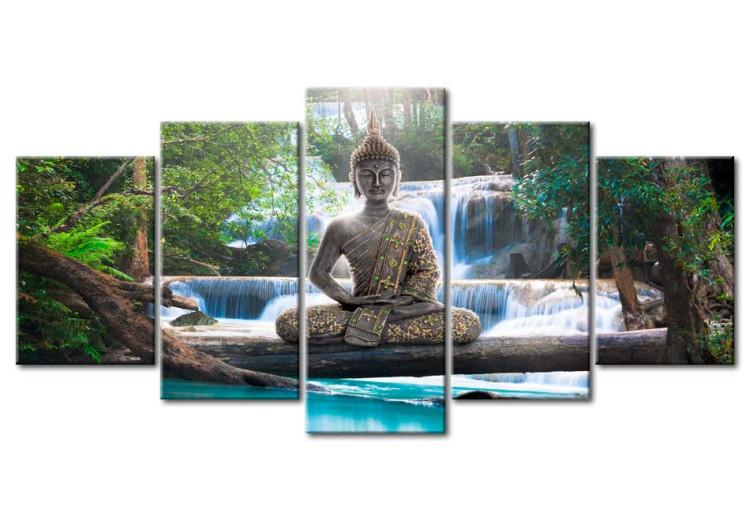 Canvas Print Buddha and waterfall