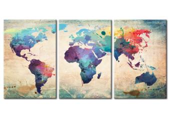 Canvas The World painted with watercolors