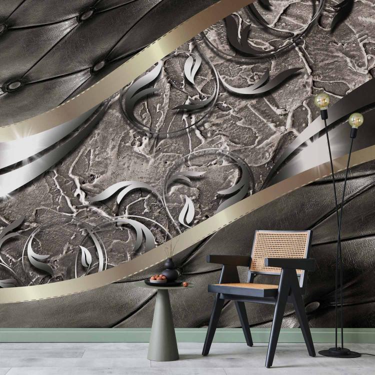 Wall Mural Space - fashionable quilted pattern like leather on a gray background