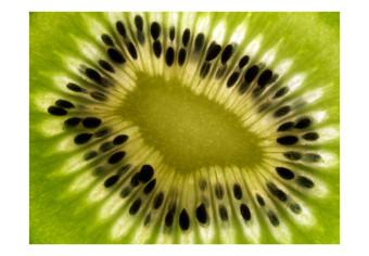 Wall Mural Fruit Flavours - Halved Interior of a Green Kiwi with Seeds