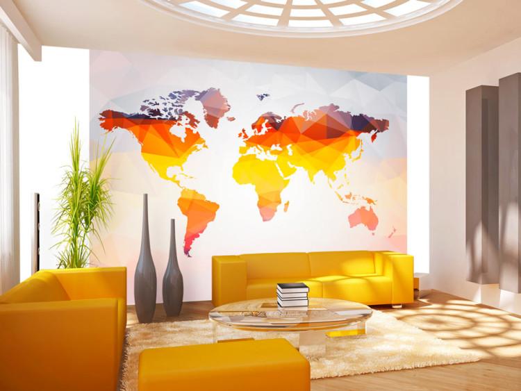 Wall Mural Geographic Abstraction - World Map in Colorful Geometric Patterns