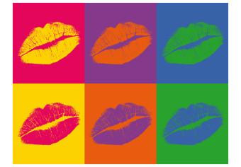 Wall Mural Kiss - Pop art-style lips in different colors and compositions