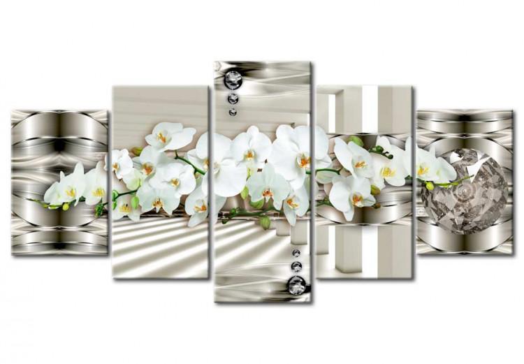 Canvas Print Orchid in a Silver Drops
