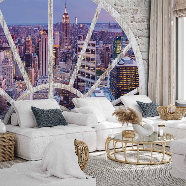Wall Mural View from a window on New York - a nighttime look at the city's architecture